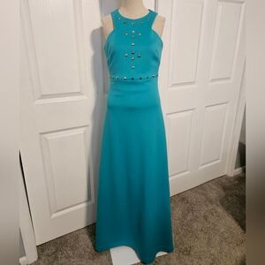 Badgley Mischka Elegant Teal Sleeveless Dress